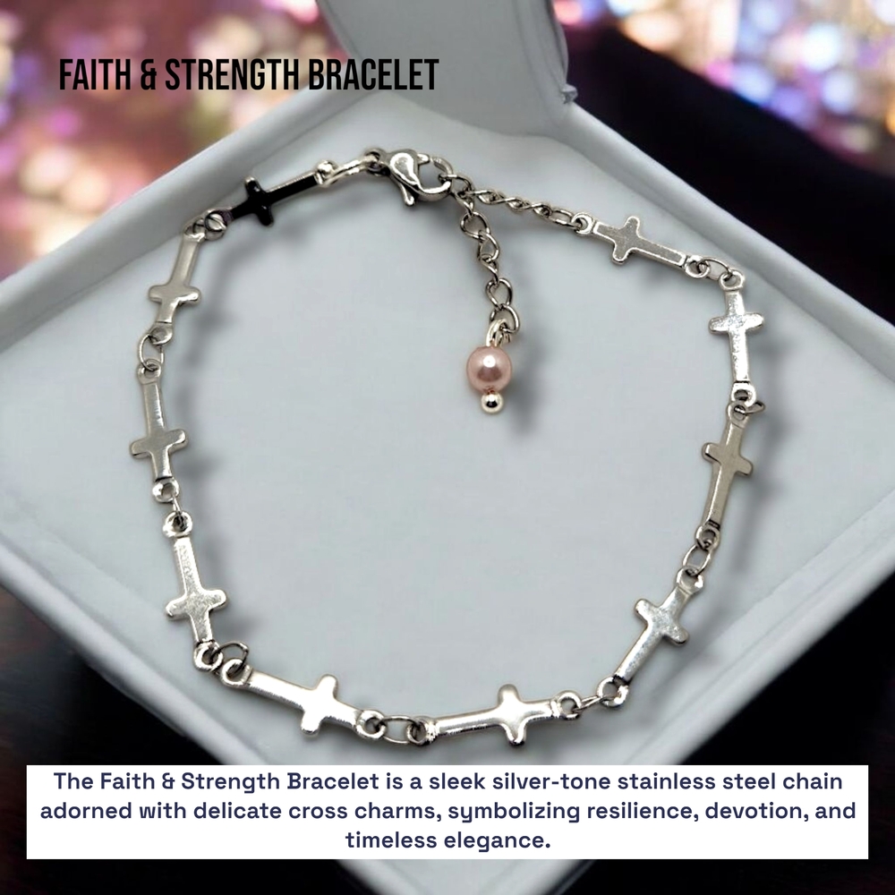 Faith & Strength Silver Stainless Steel Bracelet